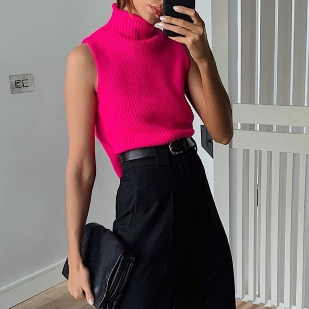 Zara Sleeveless knit high neck sweater